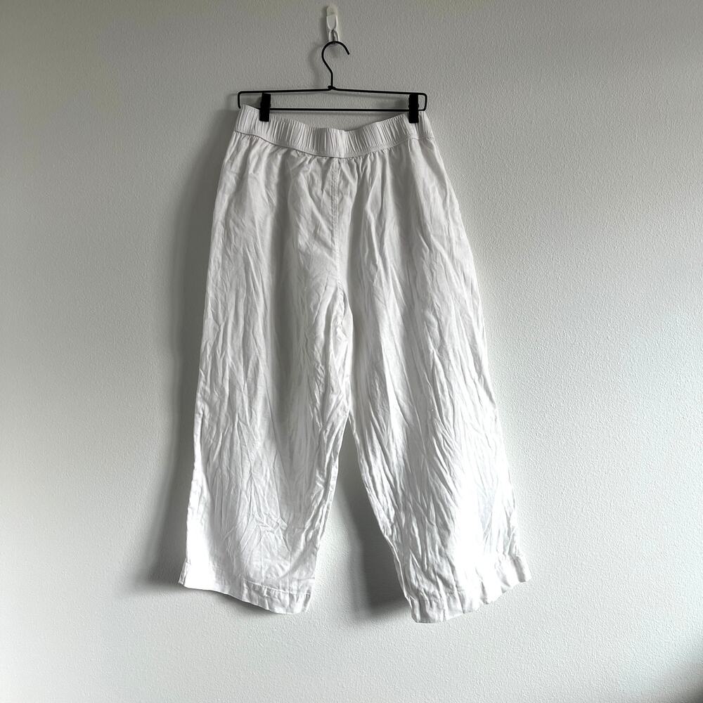 Tahari Essentials White Linen Wide-Leg Pants XL Clean Girl Coastal Grandmother - Picture 5 of 6